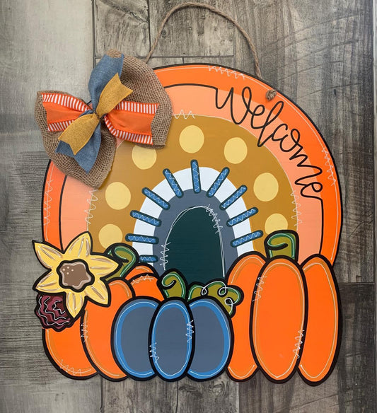 Rainbow Pumpkin Door Hanger - Preorder