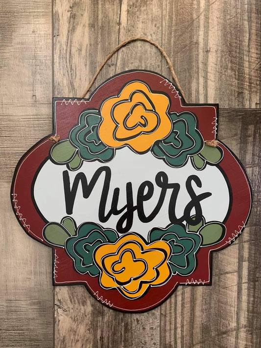Flower Name Door Hanger