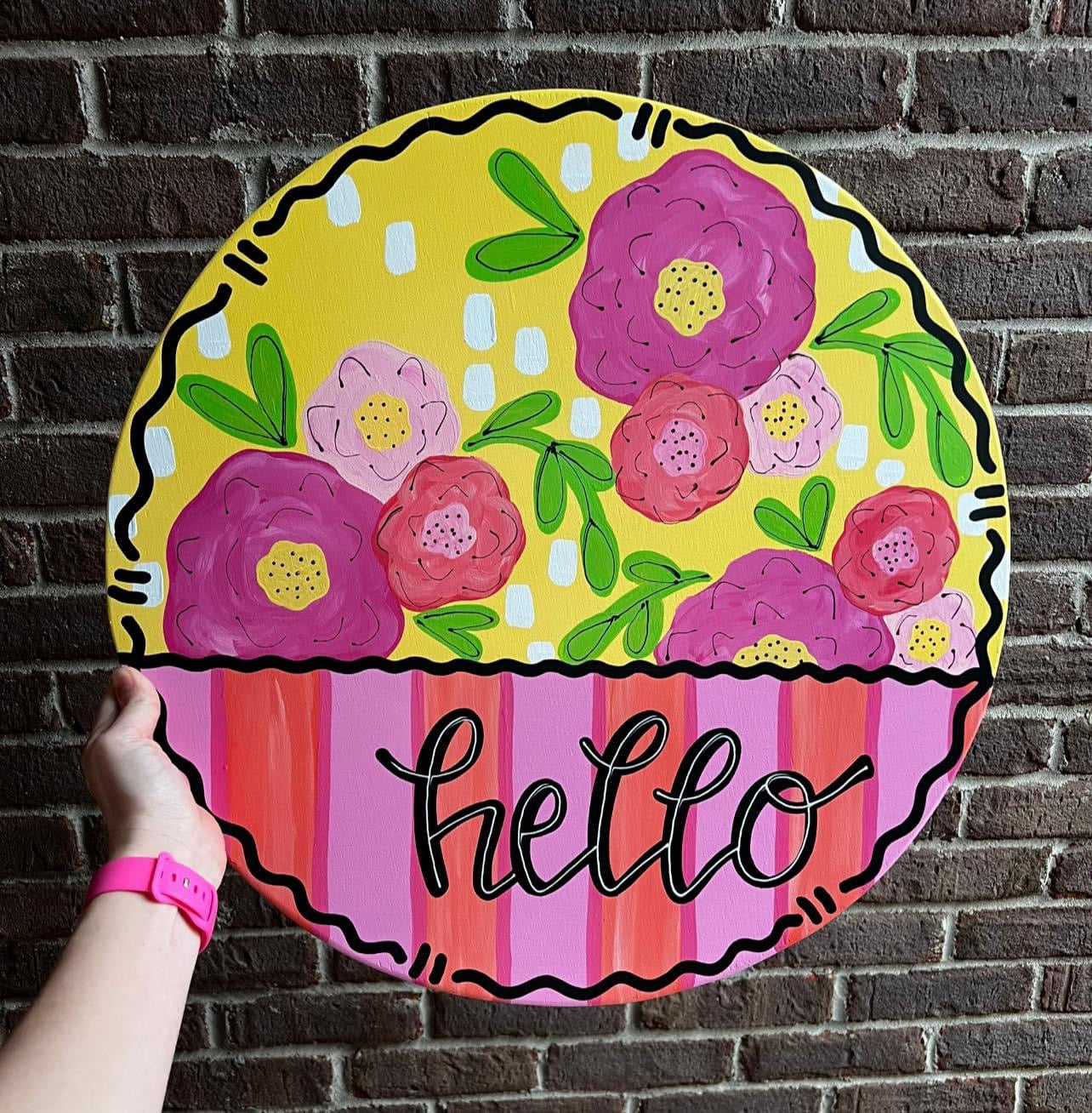 Hello Spring Flower Door Hanger - Preorder