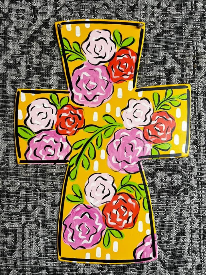 Flower Cross Door Hanger - Preorder
