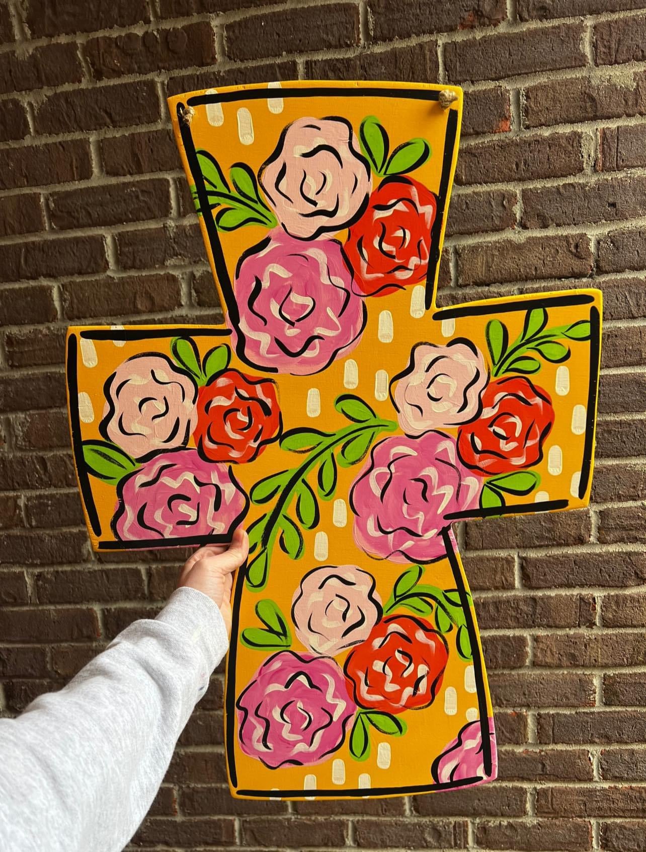 Flower Cross Door Hanger - Preorder