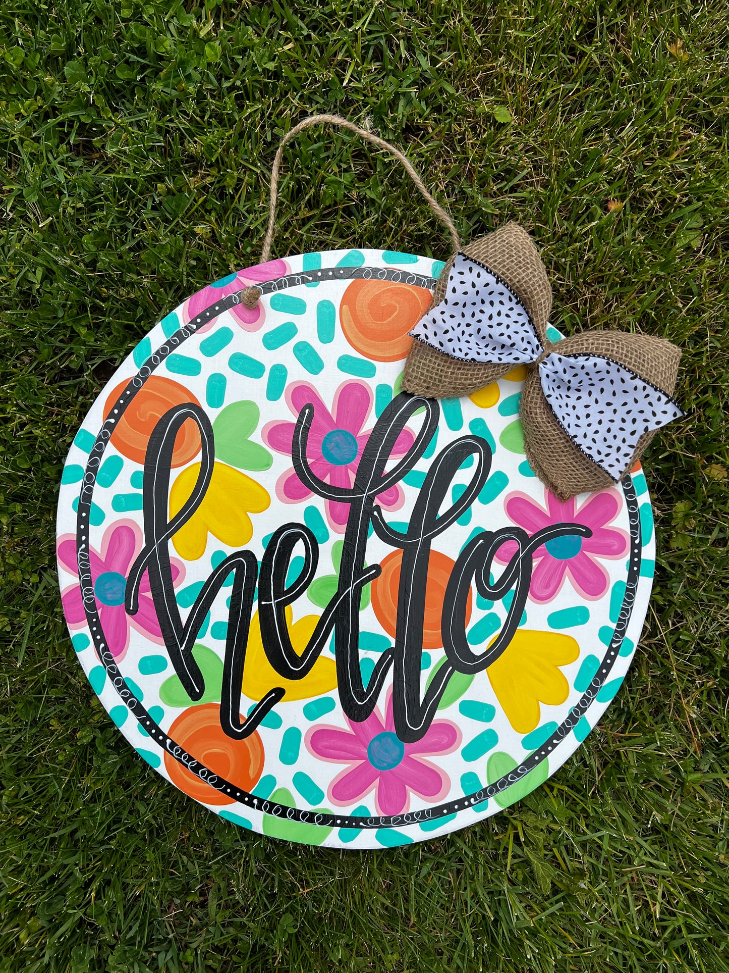 Hello Floral Door Hanger - Preorder