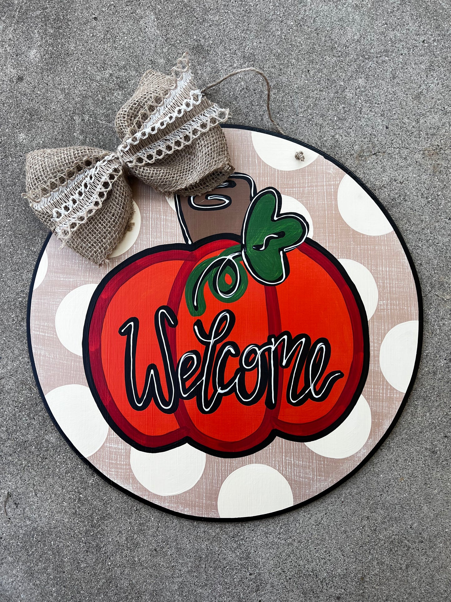 Polka Dot Pumpkin Door Hanger - Preorder