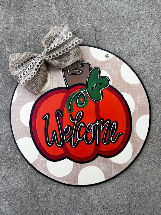 Polka Dot Pumpkin Door Hanger - Preorder