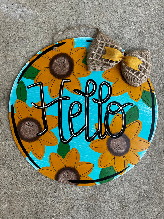 Hello Sunflower Door Hanger - Preorder