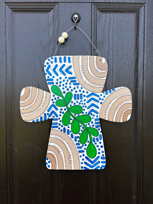 Boho Blue Cross Door Hanger - Preorder
