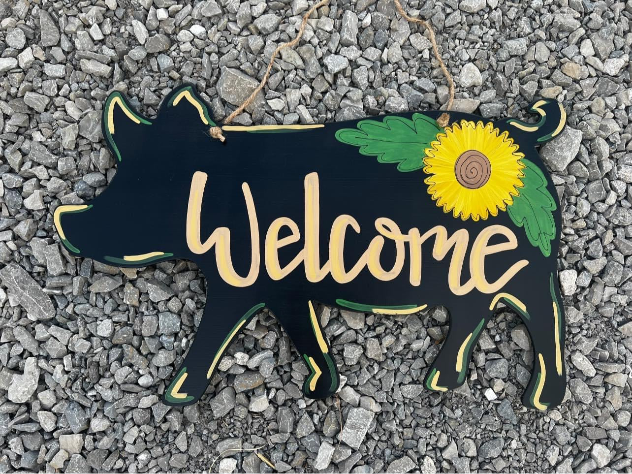 Pig Sunflower Door Hanger - Preorder