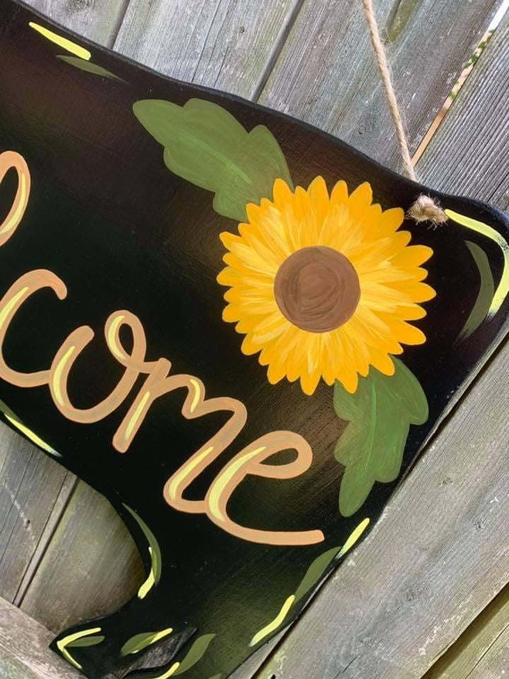 Cow Sunflower Door Hanger - Preorder