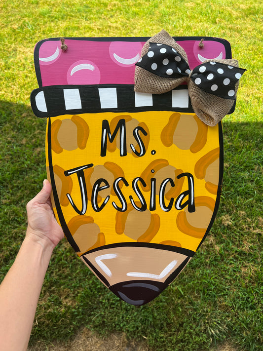 Teacher Pencil Door Hanger - Preorder