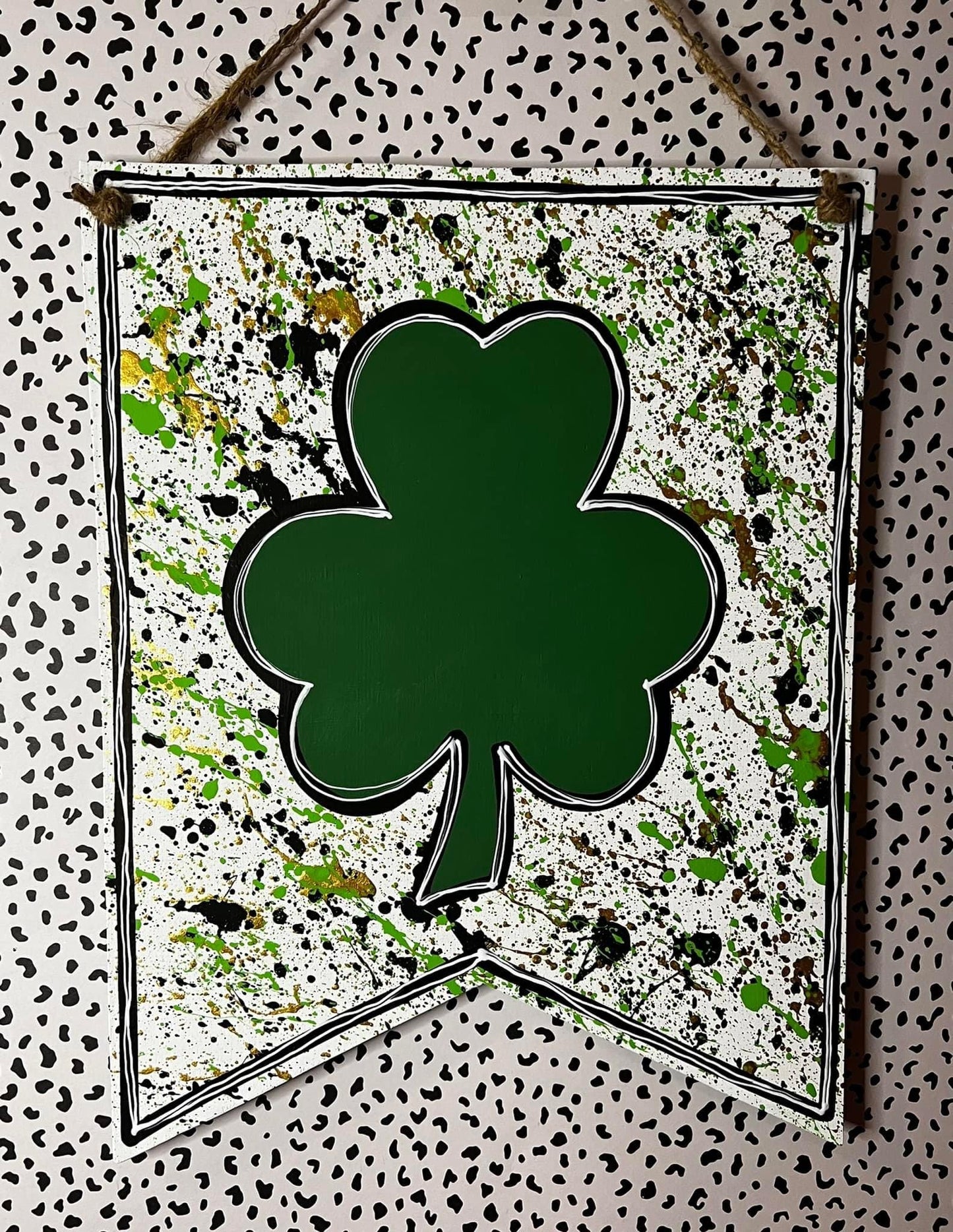 Splatter Paint Shamrock Door Hanger - Preorder