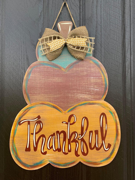 Thankful Pumpkin Door Hanger - Preorder