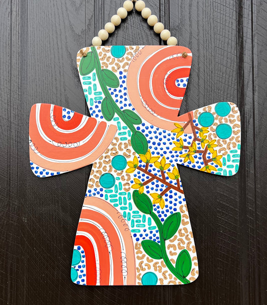 Spring Boho Cross Door Hanger - Preorder