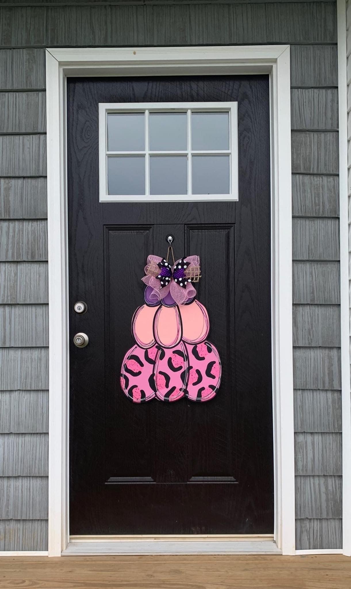 Pink Stacked Pumpkin Door Hanger - Preorder