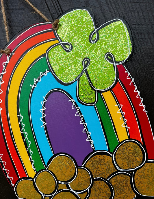 Rainbow Pot Of Gold Door Hanger - Preorder