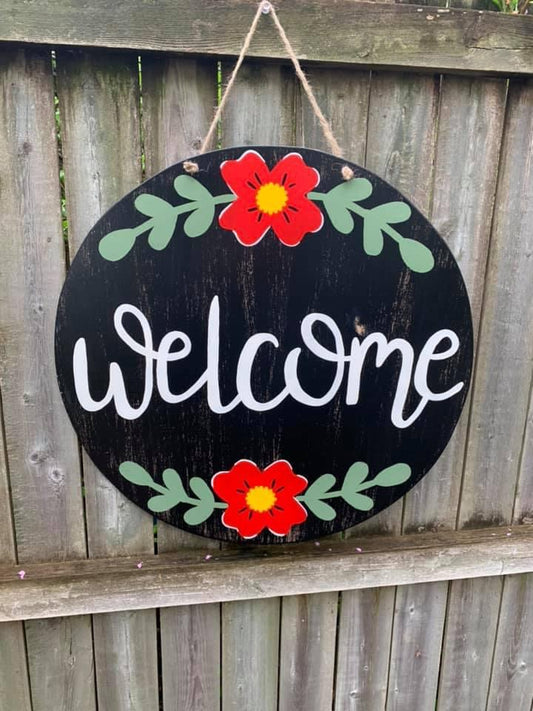 Red Flower Door Hanger - Preorder