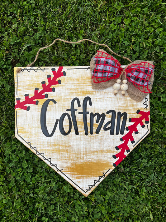 Home Plate Name Door Hanger - Preorder