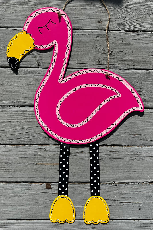 Ribbon Leg Flamingo Door Hanger - Preorder